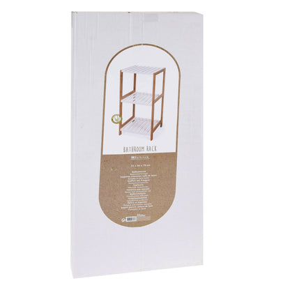 Well Home Estantería De Baño Con 3 Estantes En Mdf Y Patas De Bambú H.79cm