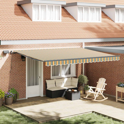 Toldo Retráctil Verde Y Amarillo 450 X 350 Cm Tela Y Aluminio_1