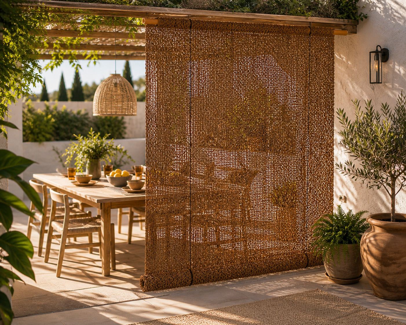 Persiana Coco Natural 1,40/1,5x2,40 M 100% Ocultación Exterior Terraza Jardín_0