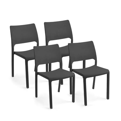 Pack 4 Sillas De Exterior Shine Apilables, Polipropileno, Antracita, 53 X 82 X 58_1