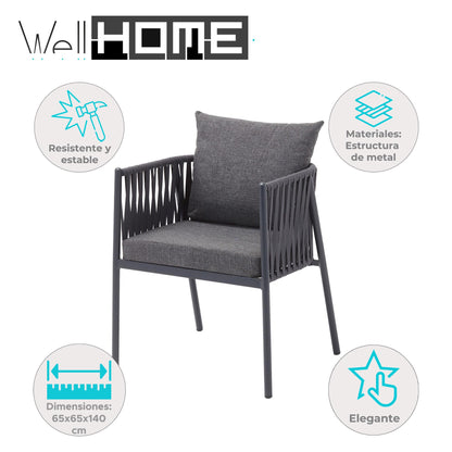 Silla Macka Antracita Para Exterior - Estilo Contemporáneo 65x65x140cm - Well Home_1
