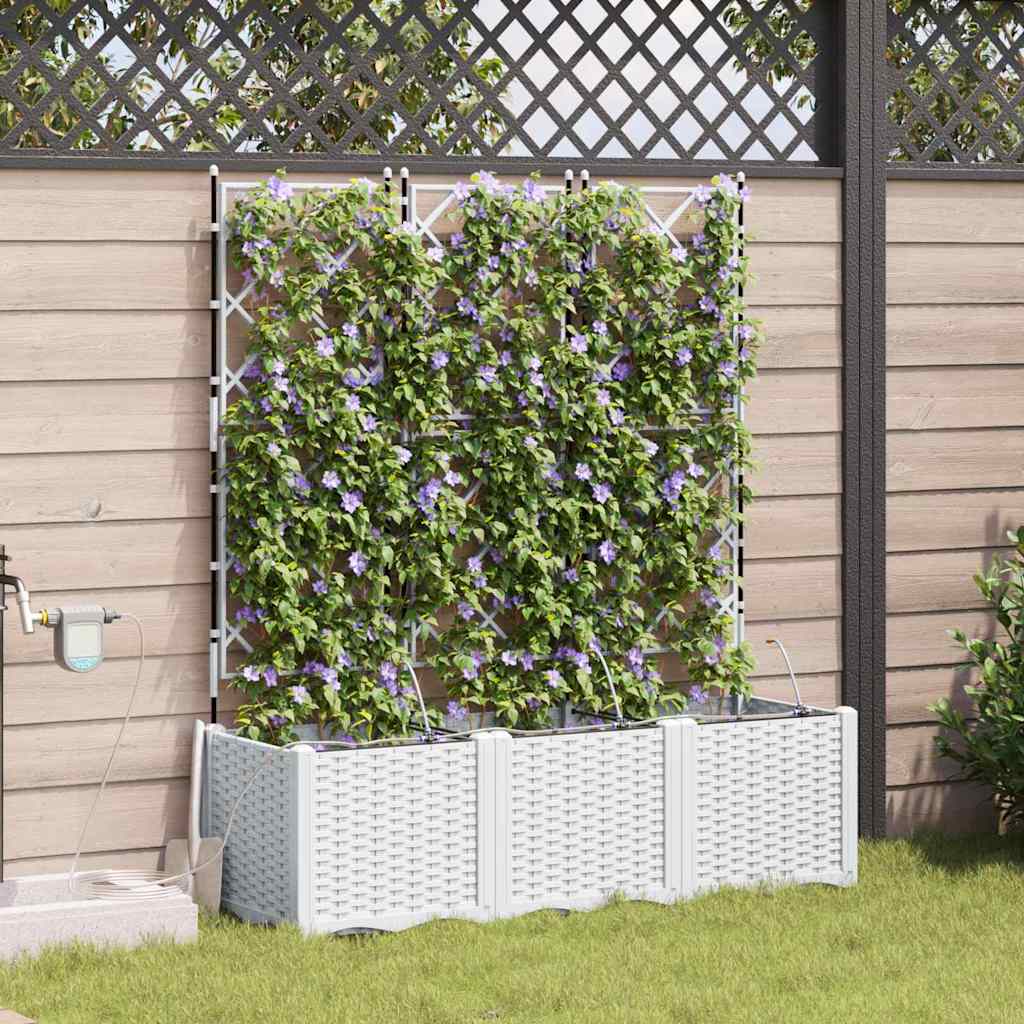 Macetero De Jardín 3 Uds. Blanco 120 X 40 X 142 Cm Pp_2