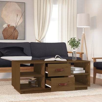 Mesa De Centro Madera Maciza De Pino Marrón Miel 100x50x41 Cm_1