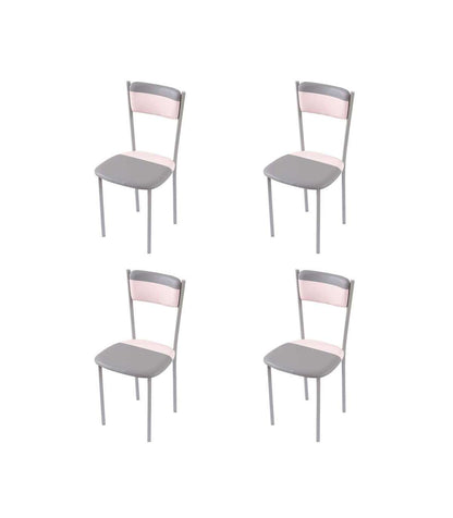 Pack De 4 Sillas Md-salar Tapizadas En Polipiel Gris/rosa Pastel, 89cm(alto) 43cm(ancho) 4_0