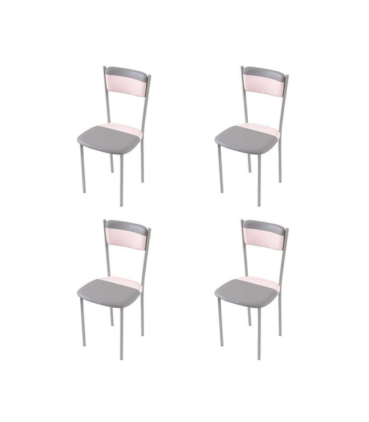 Pack De 4 Sillas Md-salar Tapizadas En Polipiel Gris/rosa Pastel, 89cm(alto) 43cm(ancho) 4_0