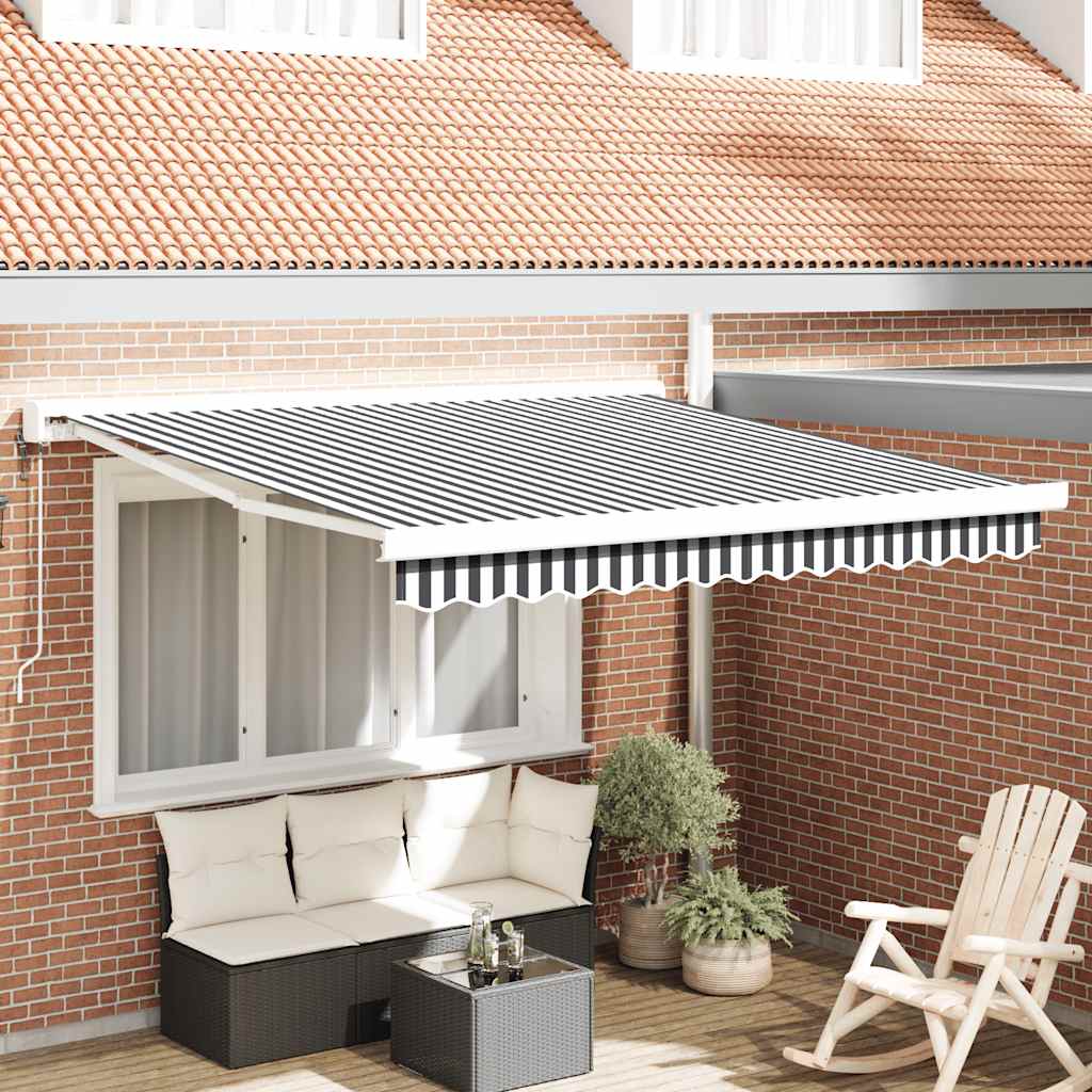 Toldo Retráctil Aluminio Y Tela Gris Antracita Y Blanco 3x2,5 M_1