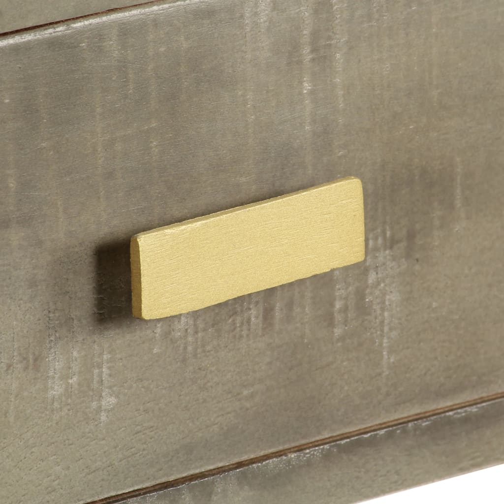 Mesa Consola Madera Maciza De Mango Con Latón Gris 110x35x76 Cm_4