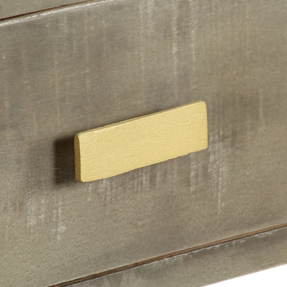 Mesa Consola Madera Maciza De Mango Con Latón Gris 110x35x76 Cm_4