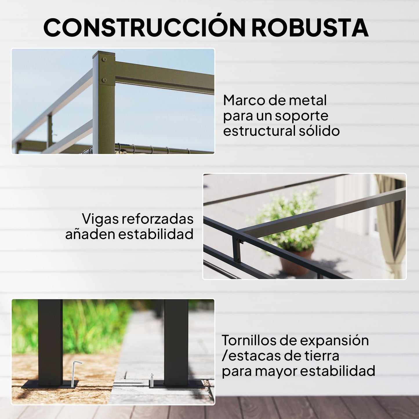 Outsunny Pérgola De Jardín 3x3 M Con Techo Retráctil Y Cortinas Anti-uv Beige_5