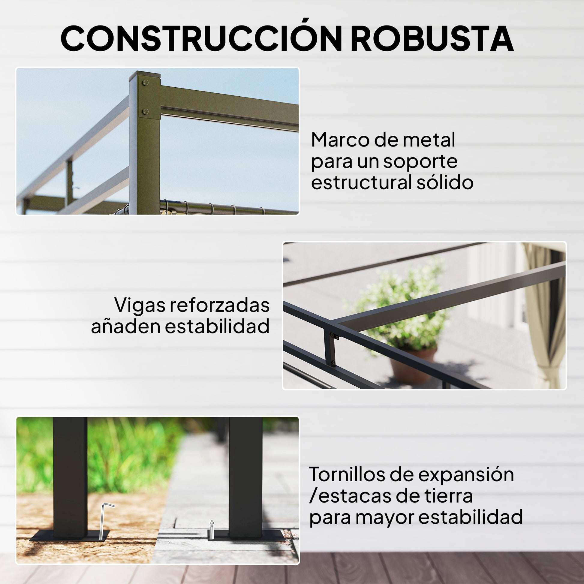 Outsunny Pérgola De Jardín 3x3 M Con Techo Retráctil Y Cortinas Anti-uv Beige_5