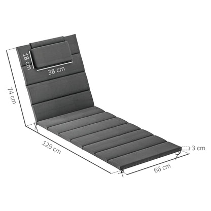 Outsunny Pack 2 Cojines Para Tumbonas Plegables 203x66x3 Cm Con Reposacabezas_2