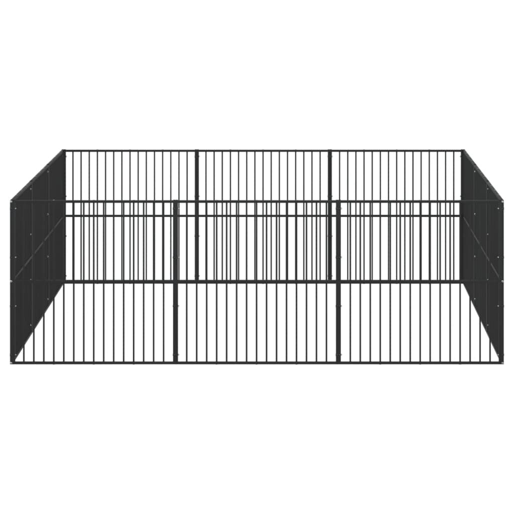 Vidaxl Corralito Para Perros Con 12 Paneles Acero Galvanizado Negro_3