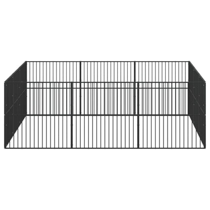 Vidaxl Corralito Para Perros Con 12 Paneles Acero Galvanizado Negro_3