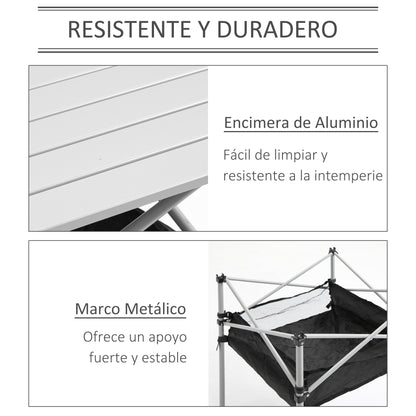 Outsunny Mesa De Camping Plegable Con Almacenaje De Malla Bolsa De Transporte_5