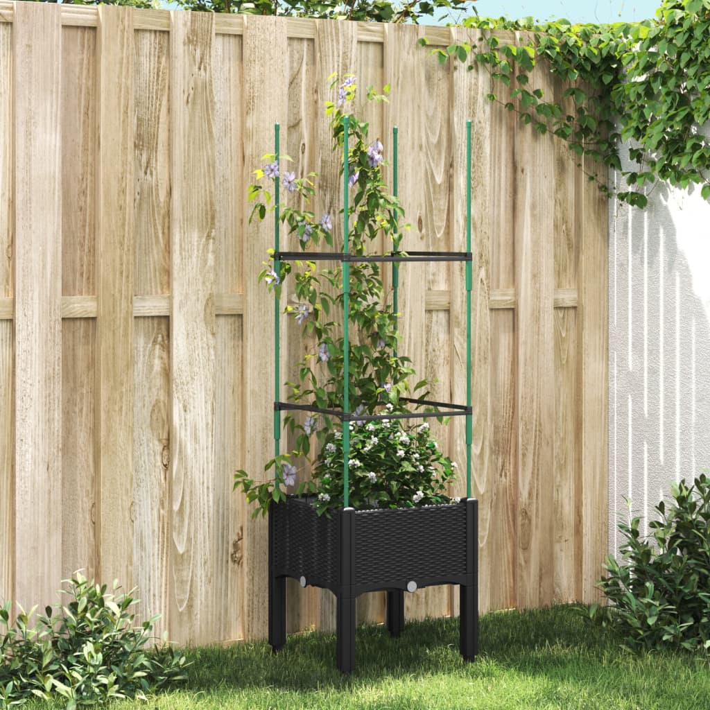 Jardinera Con Enrejado Pp Negro 40x40x142,5 Cm_1