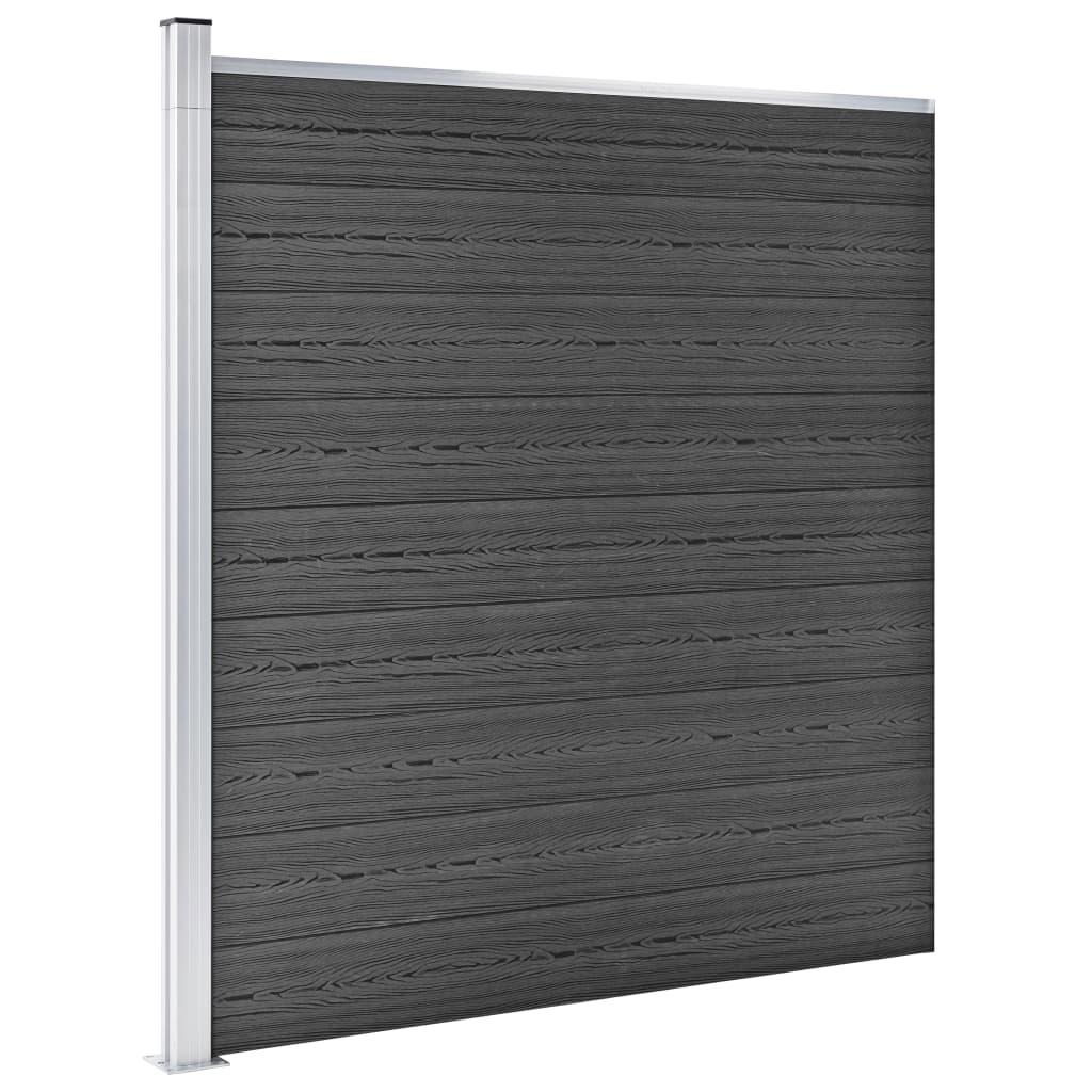 Juego De Paneles De Valla Wpc Negro 699x186 Cm / Vetonek_4