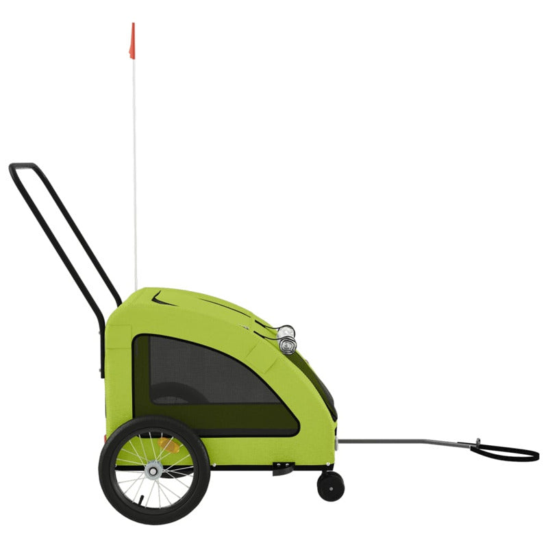 Vidaxl Remolque De Bicicleta Mascotas Hierro Tela Oxford Verde_5