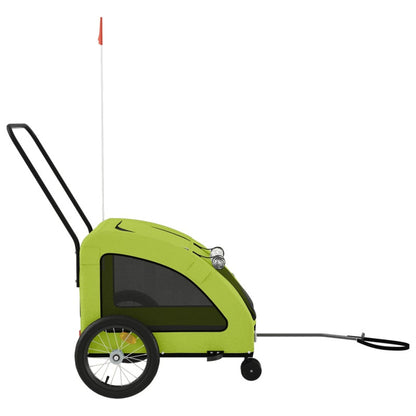 Vidaxl Remolque De Bicicleta Mascotas Hierro Tela Oxford Verde_5