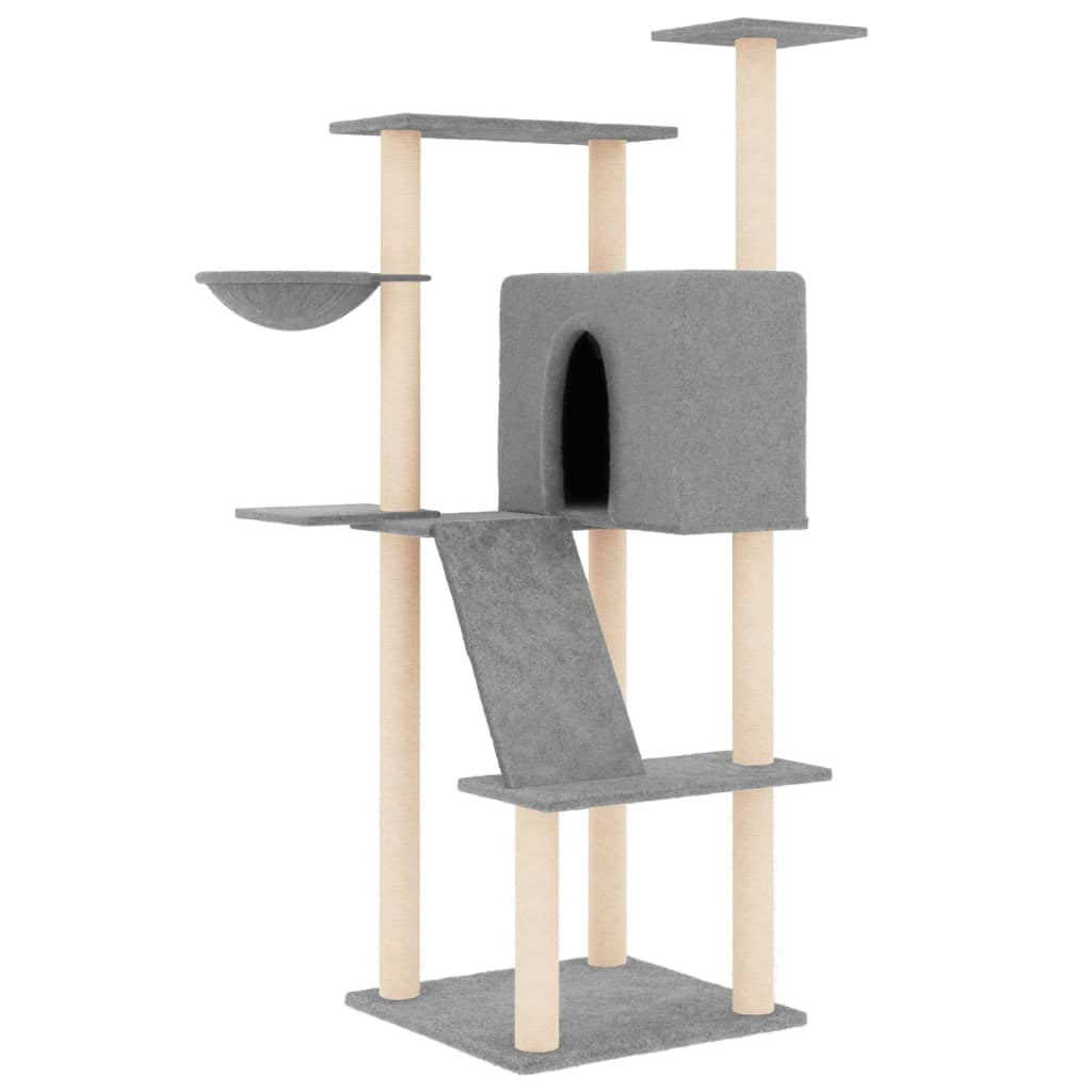 Vidaxl Rascador Para Gatos Con Postes De Sisal Gris Claro 143 Cm_0