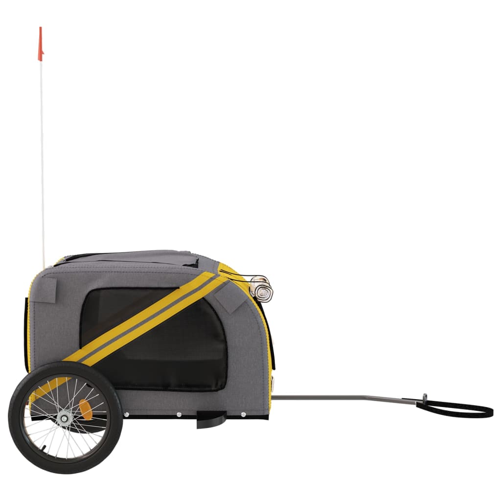 Remolque De Bicicleta Mascotas Hierro Tela Oxford Amarillo Gris_5
