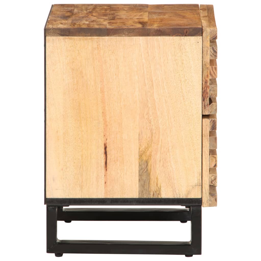 Mesita De Noche De Madera Maciza De Mango Rugosa 40x34x46 Cm_2
