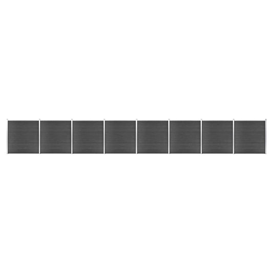 Juego De Paneles De Valla Wpc Negro 1391x186 Cm / Vetonek_0
