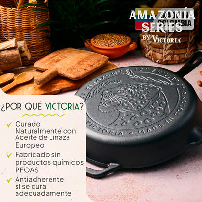 Victoria Sartén Hierro Fundido Curado Amazonía Jaguar Inducción 30cm_1
