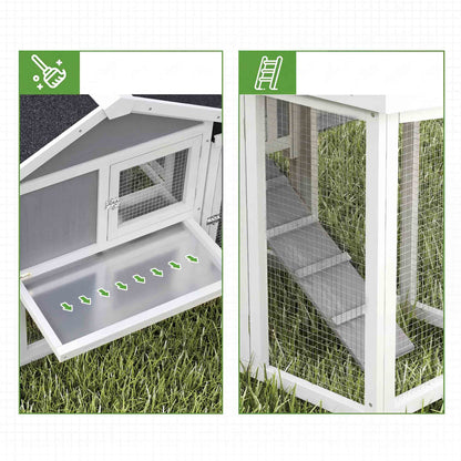 Pawhut Gallinero Para Exterior Grande De Madera 204x85x93 Cm Con Corral Bandeja_4