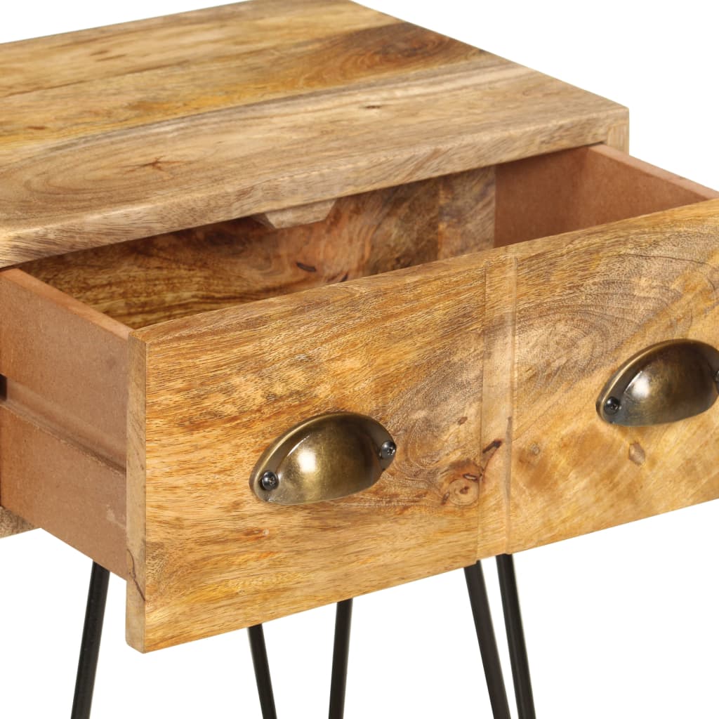 Mesita De Noche De Madera Maciza De Mango 40x30x50 Cm_2