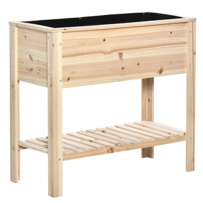 Outsunny Huerto Urbano Elevado De Madera 90x40x81 Cm Con Estante Para Cultivos_0