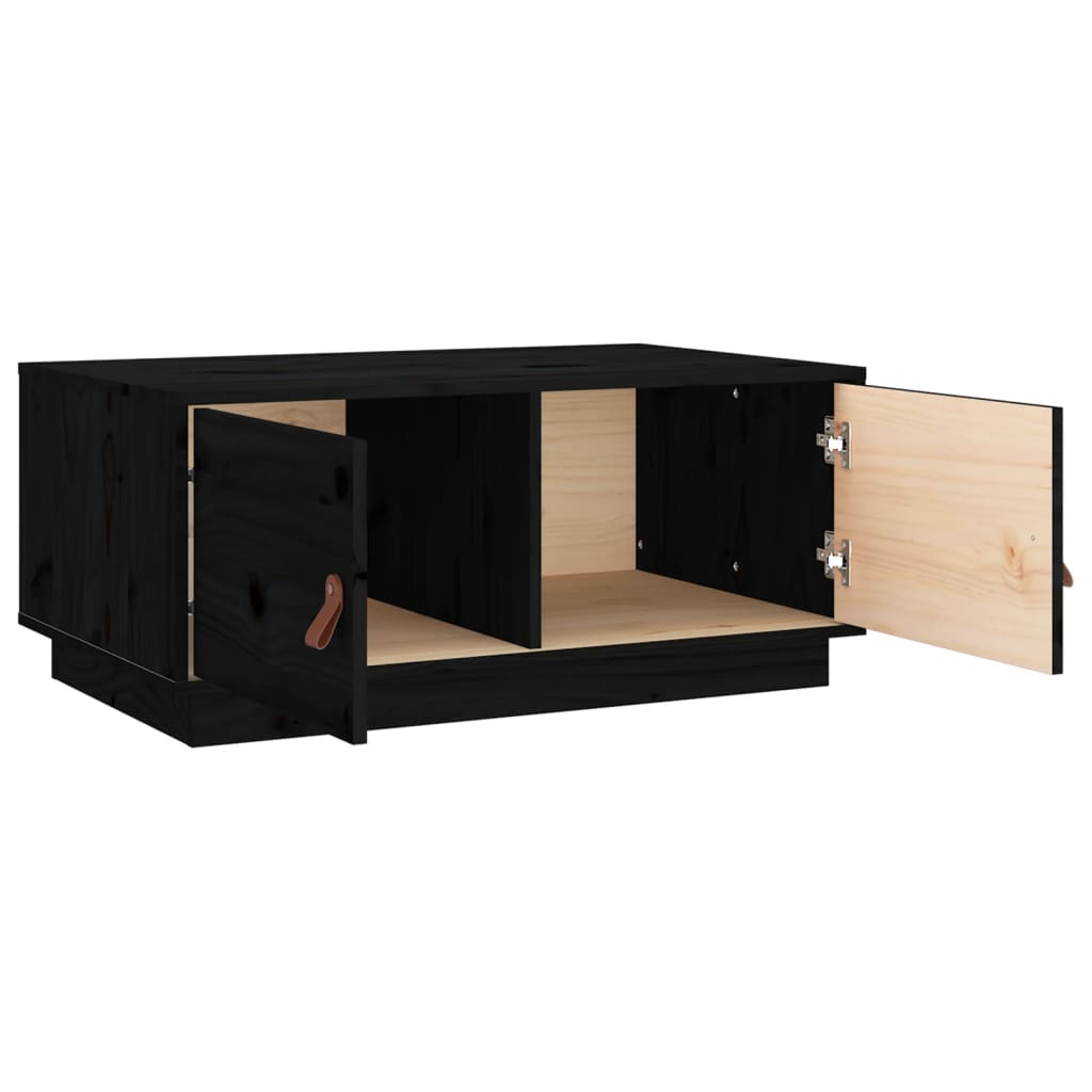 Mesa De Centro De Madera Maciza De Pino Negro 80x50x35 Cm_4
