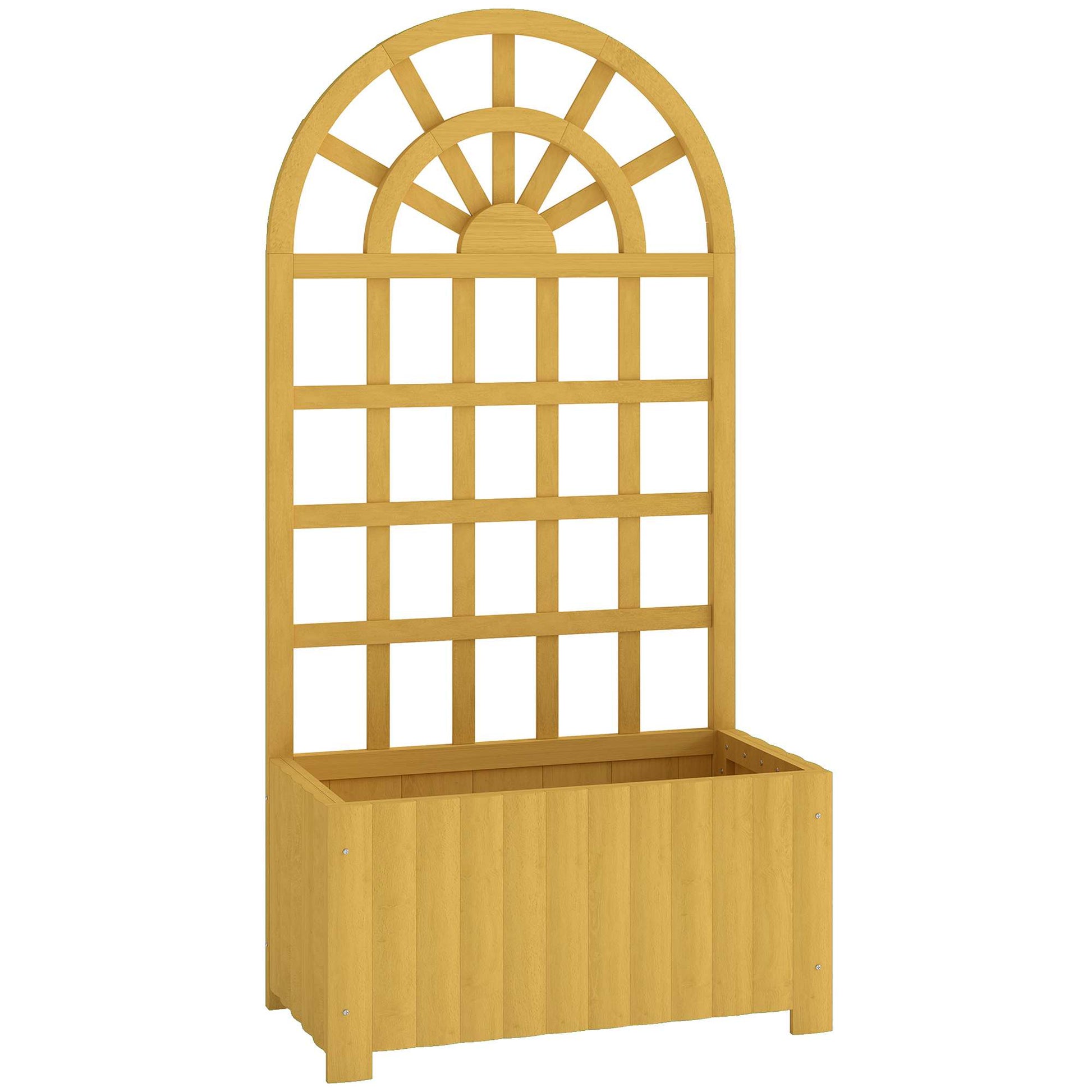 Outsunny Jardinera Con Enrejado De Madera Para Cultivos Verduras 60x30x120 Cm_0