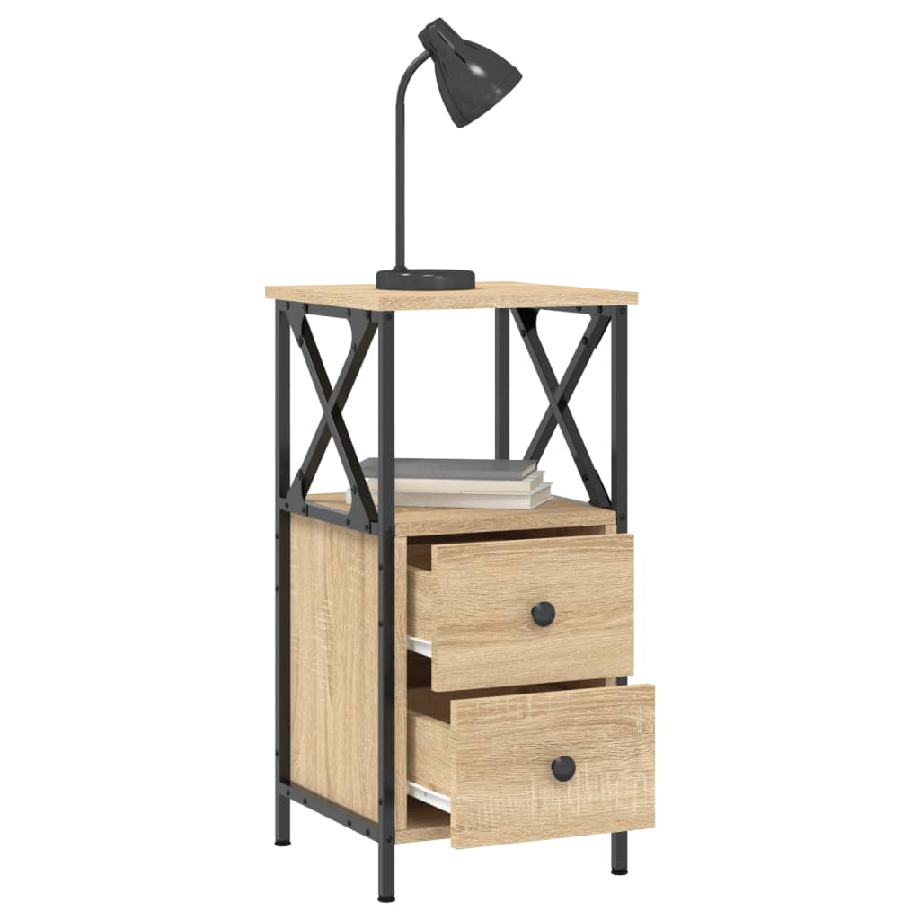 Mesita Noche 2 Uds Madera Ingeniería Roble Sonoma 34x35,5x70 Cm_3