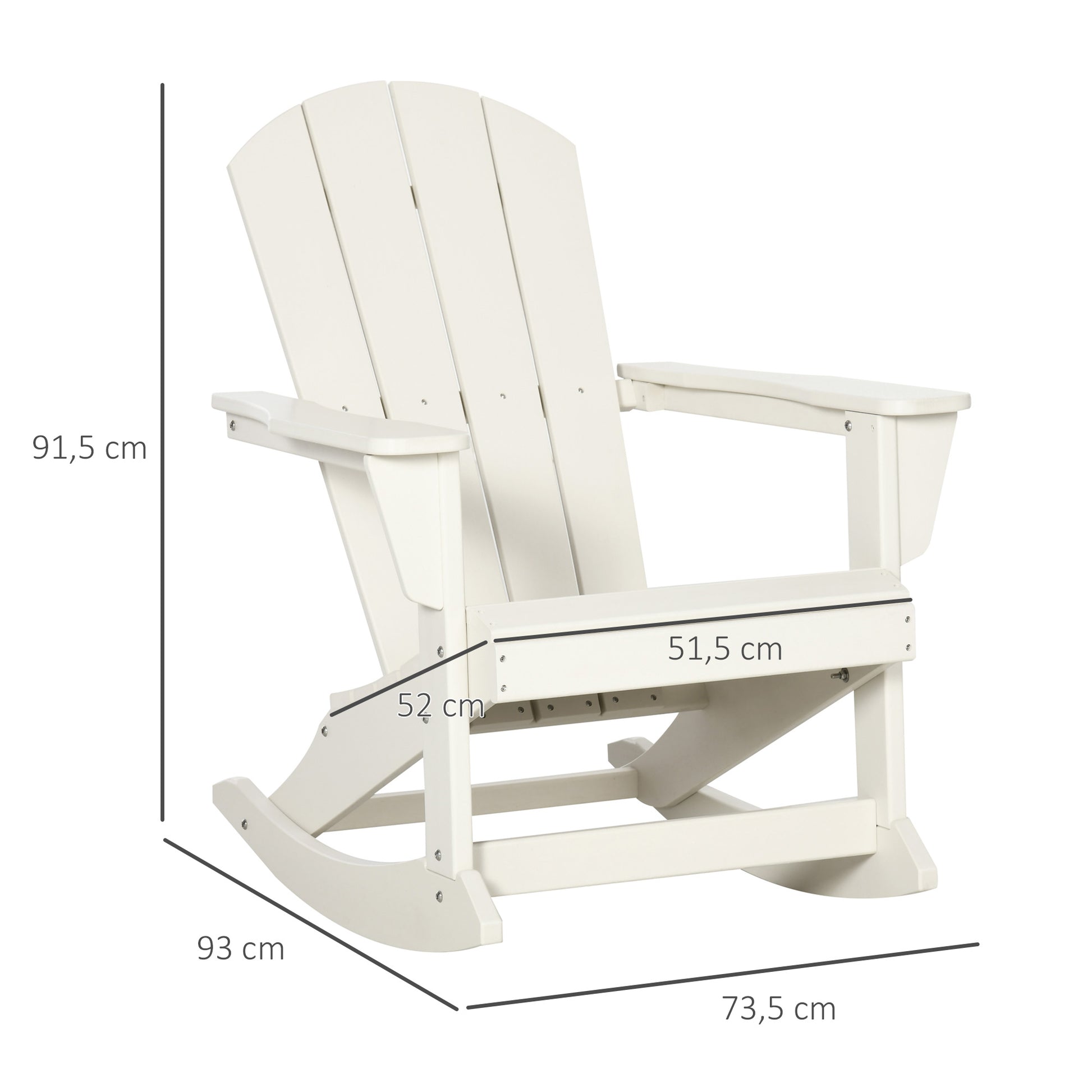 Outsunny Silla Mecedora De Jardín De Estilo Adirondack 73,5x93x91,5 Cm Blanco_2