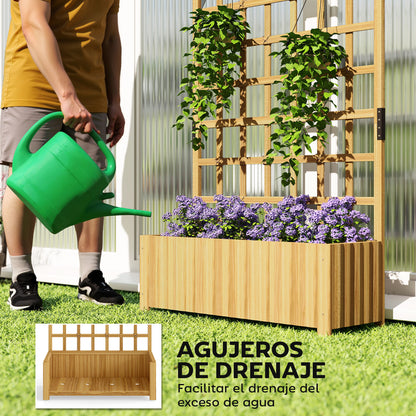 Outsunny Jardinera Con Enrejado De Madera Para Cultivos Verduras 90x30x180 Cm_5