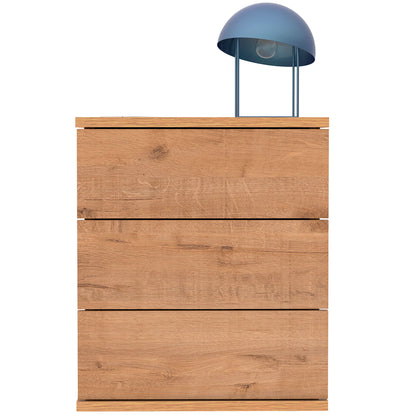 Mesita De Noche 3 Cajones, Mesilla Dormitorio Cajonera 48,5x41x40 Cm (alto X Ancho X Profundo), Briebe, Serenade, Madera