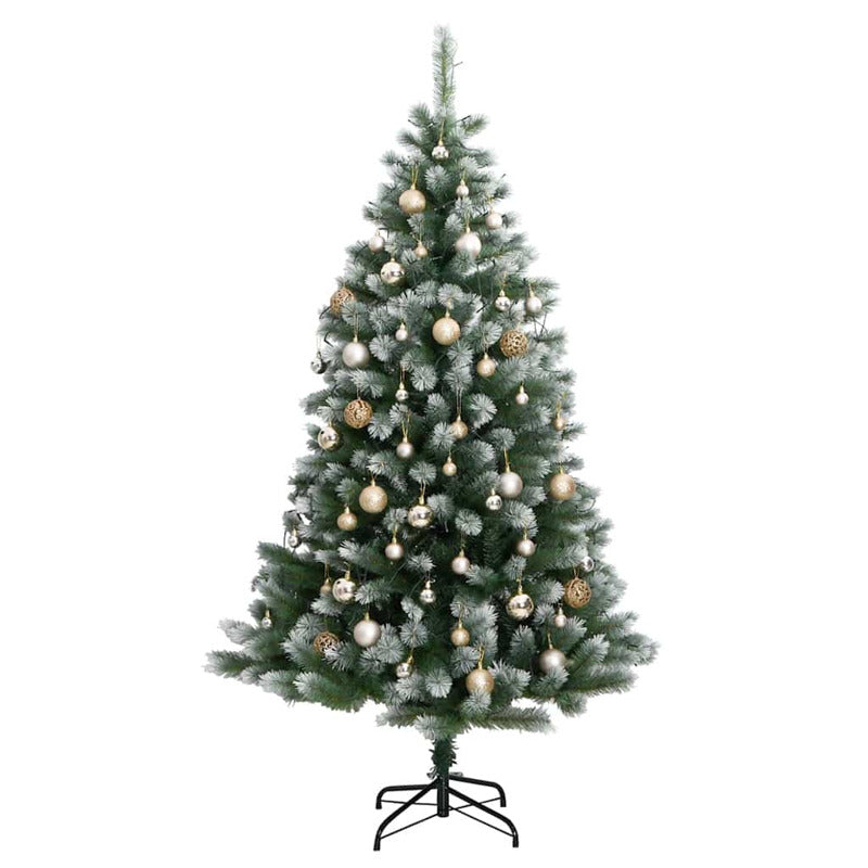 Vidaxl Árbol De Navidad Artificial Con Bisagras 300 Led Y Bolas 210 Cm_3