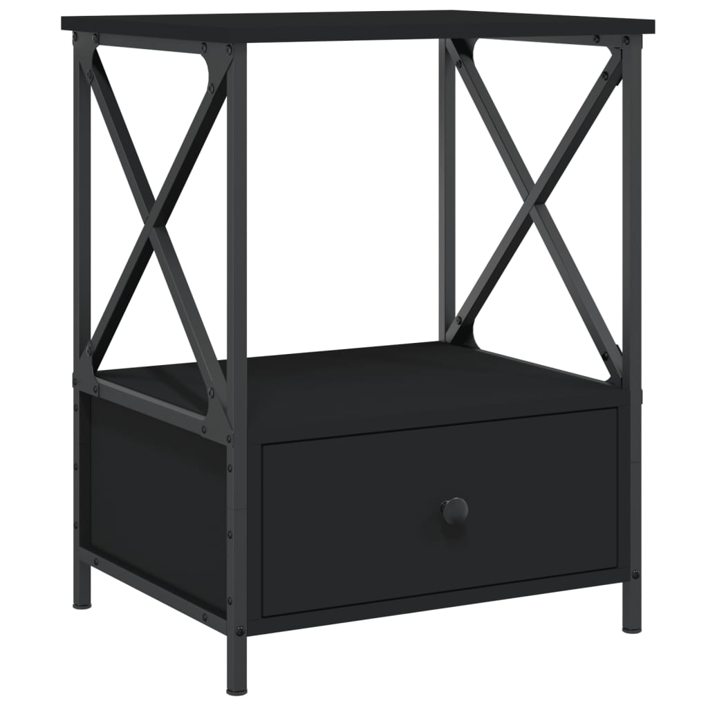 Mesita De Noche Madera De Ingeniería Negra 50x41x65 Cm_0