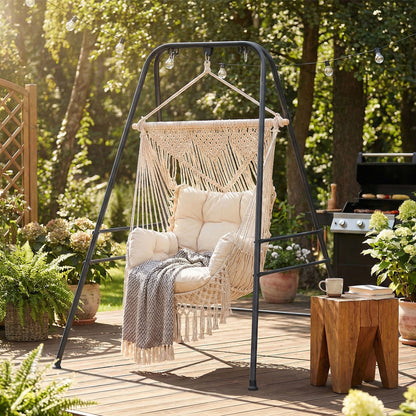 Outsunny Soporte Para Silla Colgante Y Hamaca 183 Cm Estructura De Acero Negro_1
