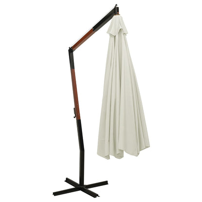 Vidaxl Sombrilla Colgante Con Poste De Madera Blanco Arena 350cm_3