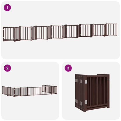 Vidaxl Puerta De Perros Plegable 15 Paneles Madera Álamo Marrón 750 Cm_4
