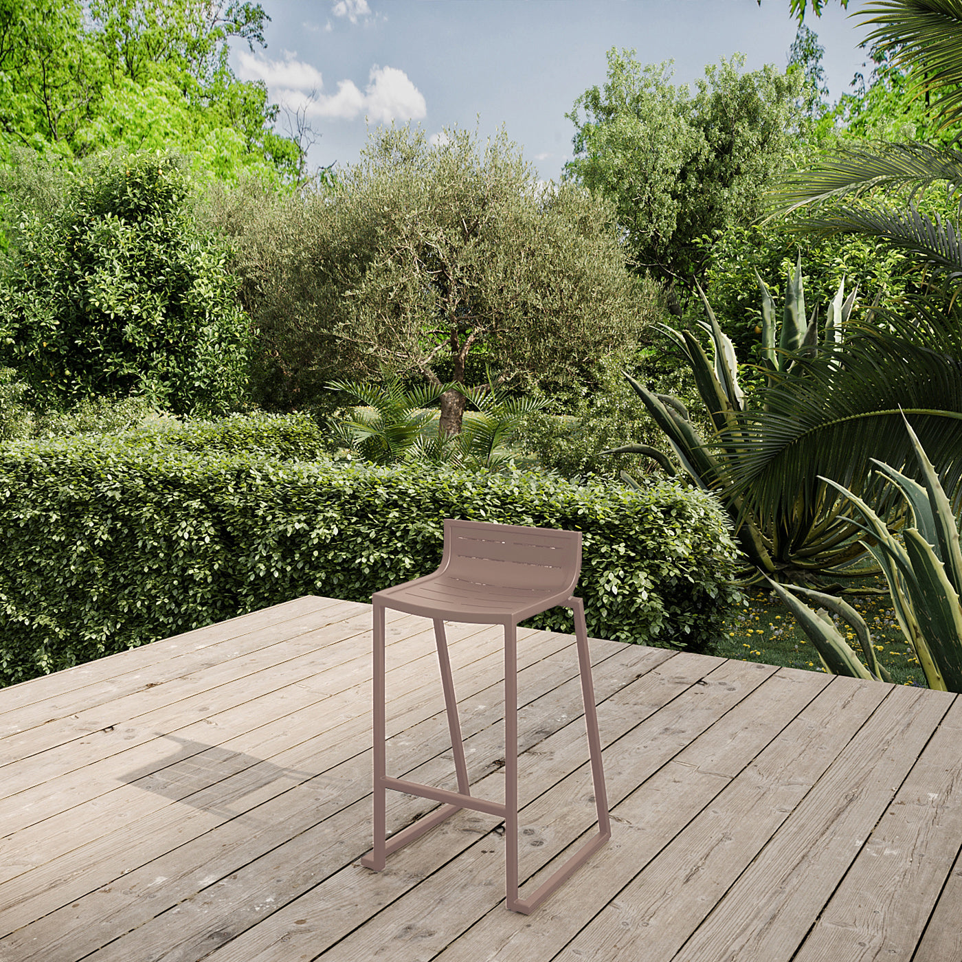 Lote De 4 Taburetes De Jardín Inari Nuez Moscada Topo 47x48x86cm - Silla De Jardín_5