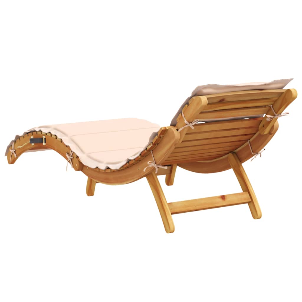 Tumbona Con Cojín Beige Madera Maciza De Acacia / Vetonek_1