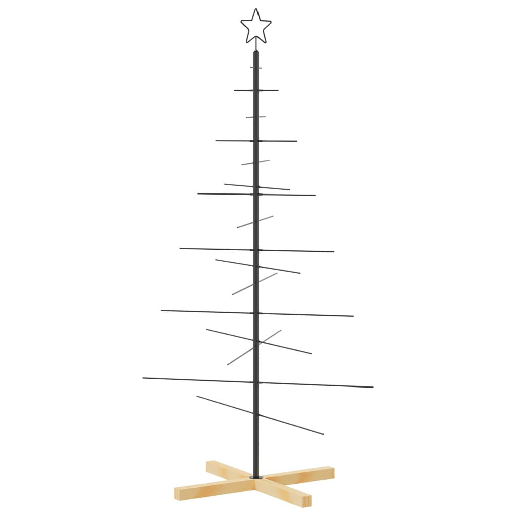 Vidaxl Árbol De Navidad Metal Negro Con Base De Madera 150 Cm_4