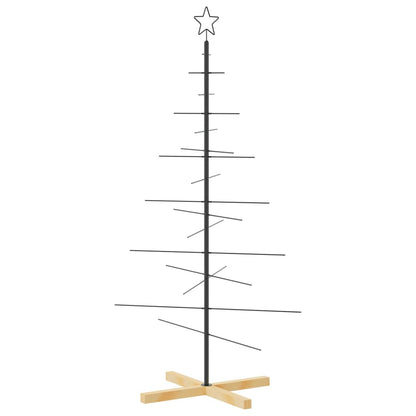 Vidaxl Árbol De Navidad Metal Negro Con Base De Madera 150 Cm_4