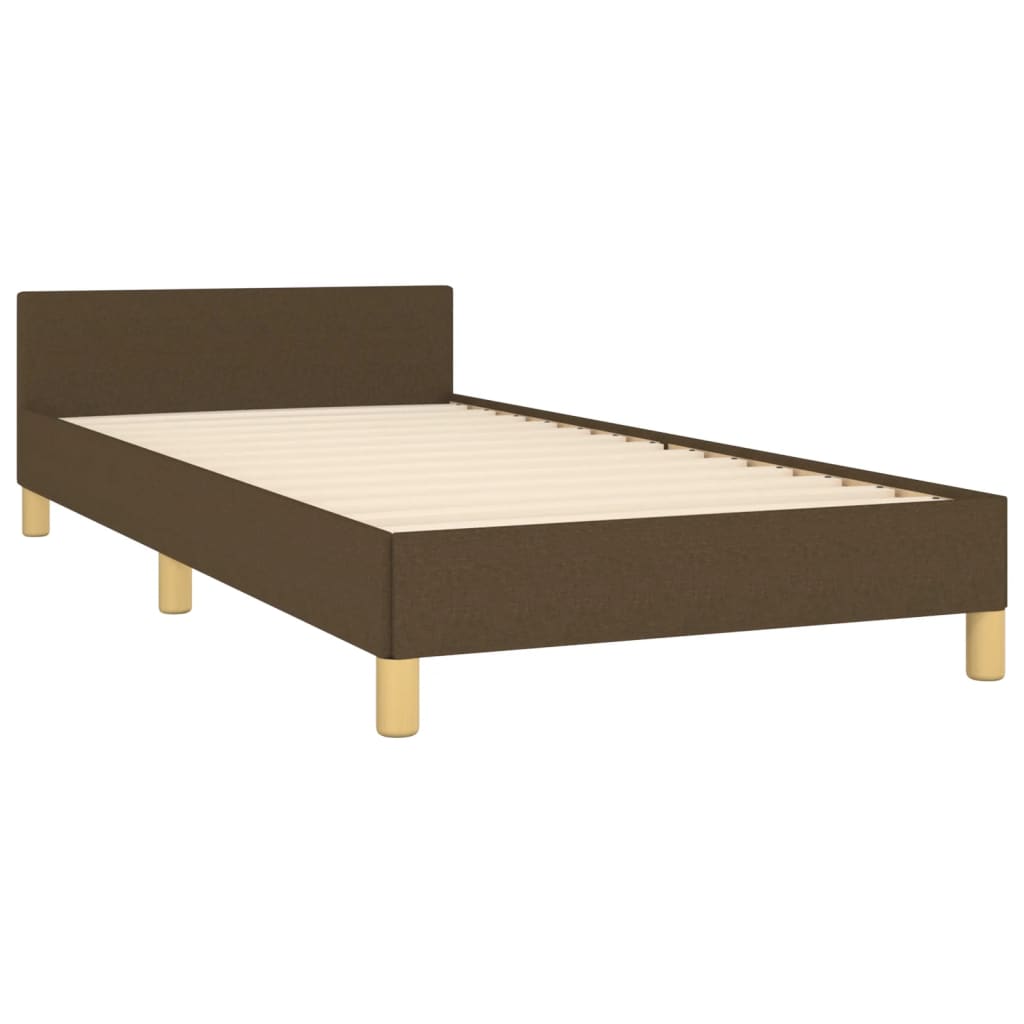 Estructura De Cama Con Cabecero De Tela Marrón Oscuro 90x200 Cm / Vetonek_4