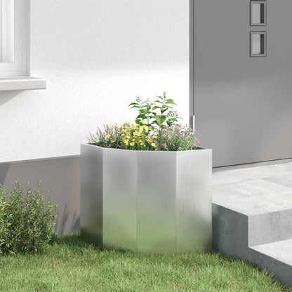 Macetero De Esquina Plateado 45 X 45 X 50 Cm Acero Galvanizado_3