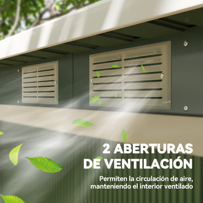 Outsunny Cobertizo De Jardín 280x130x172 Cm Base De 3,2 M² Con 2 Puertas Verde_3