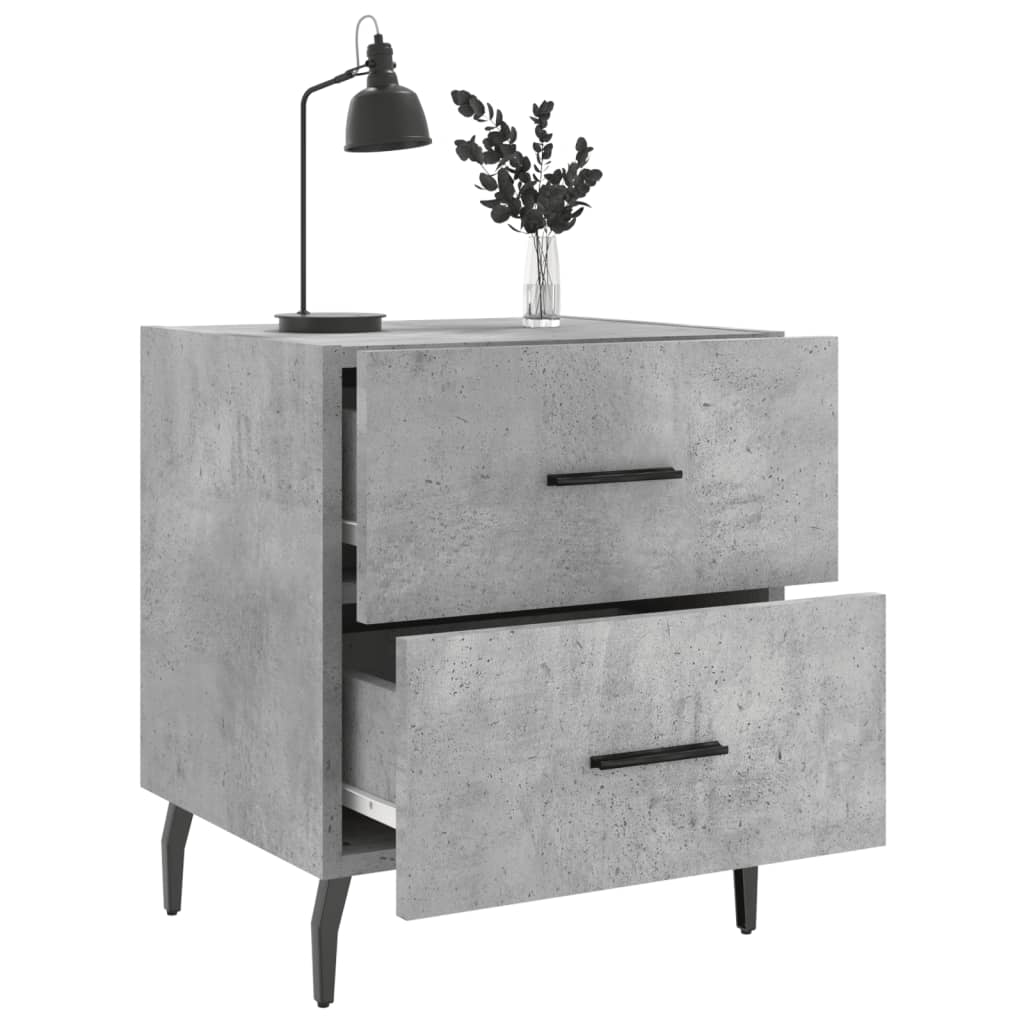 Mesita Noche 2 Uds Madera Ingeniería Gris Hormigón 40x35x47,5cm_2