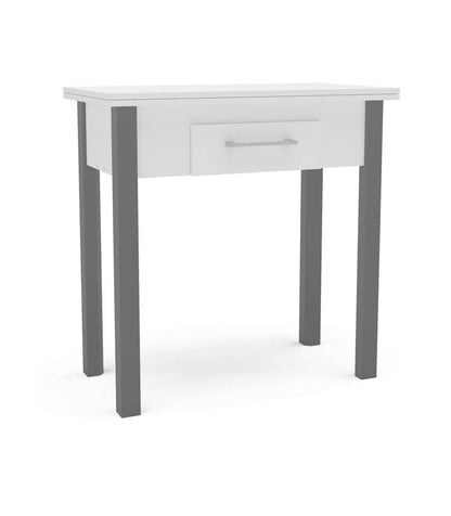Mesa Para Cocina, Comedor Abatible 2 Cajones Md-bety Acabado Blanco/gris, 110/140cm(ancho)_0